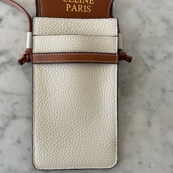CELINE Phone Pouch with Flap Triomphe Canvas and Lambskin - Picture 5 of 16